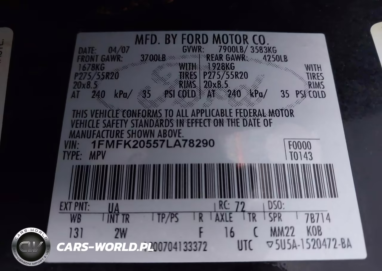 2007 Ford Expedition El Limited VIN:1FMFK20557LA78290 - 9