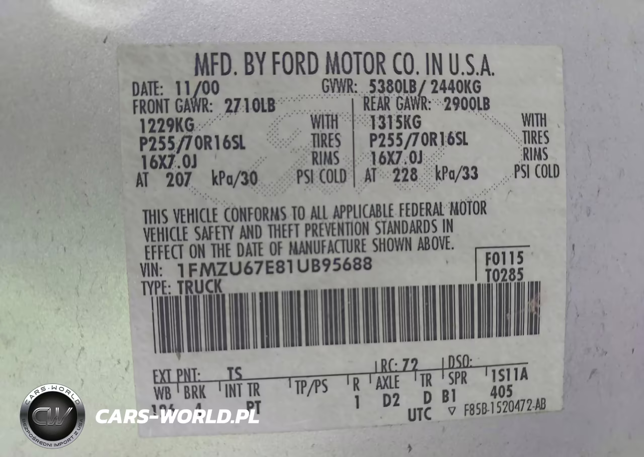 2001 Ford Explorer Sport Trac VIN:1FMZU67E81UB95688 - 9