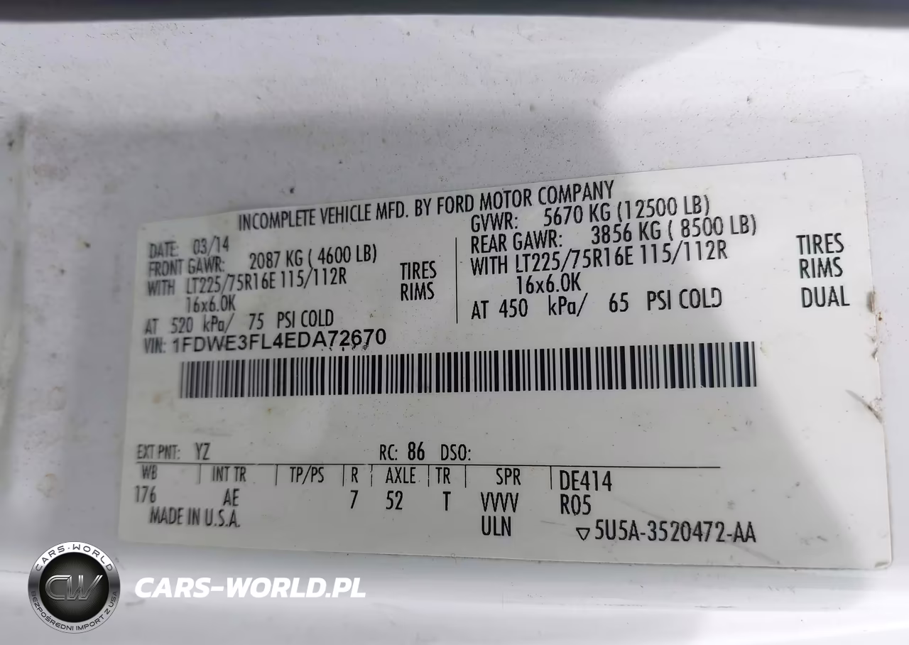 2014 Ford E-350 Cutaway VIN:1FDWE3FL4EDA72670 - 8
