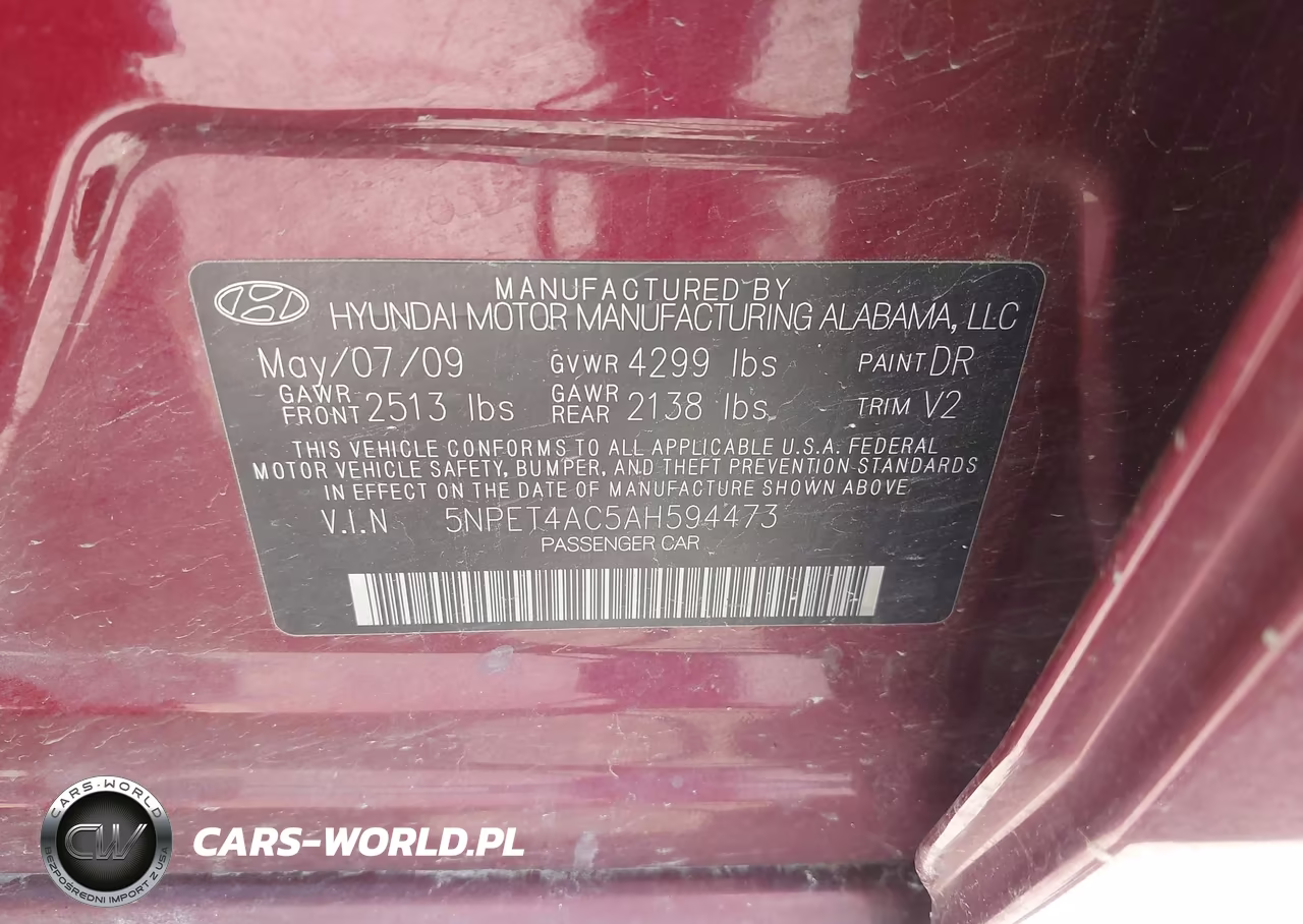 2010 Hyundai Sonata Gls VIN:5NPET4AC5AH594473 - 9