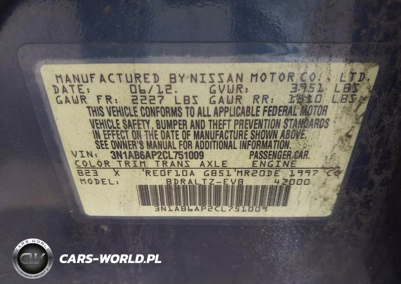 2012 Nissan Sentra 2.0 S VIN:3N1AB6AP2CL751009 - 9