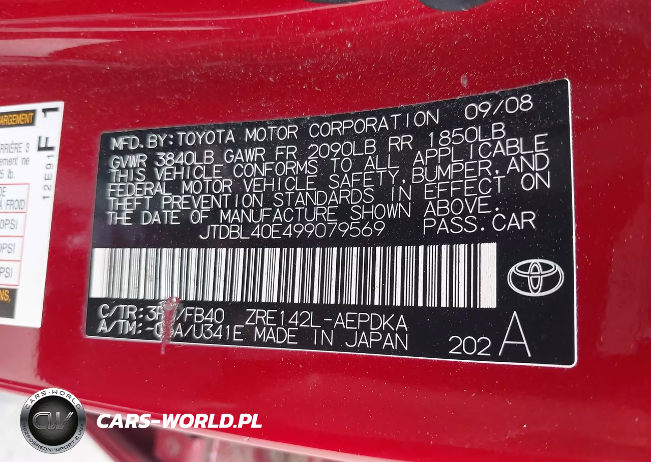 2009 Toyota Corolla Le VIN:JTDBL40E499079569 - 9