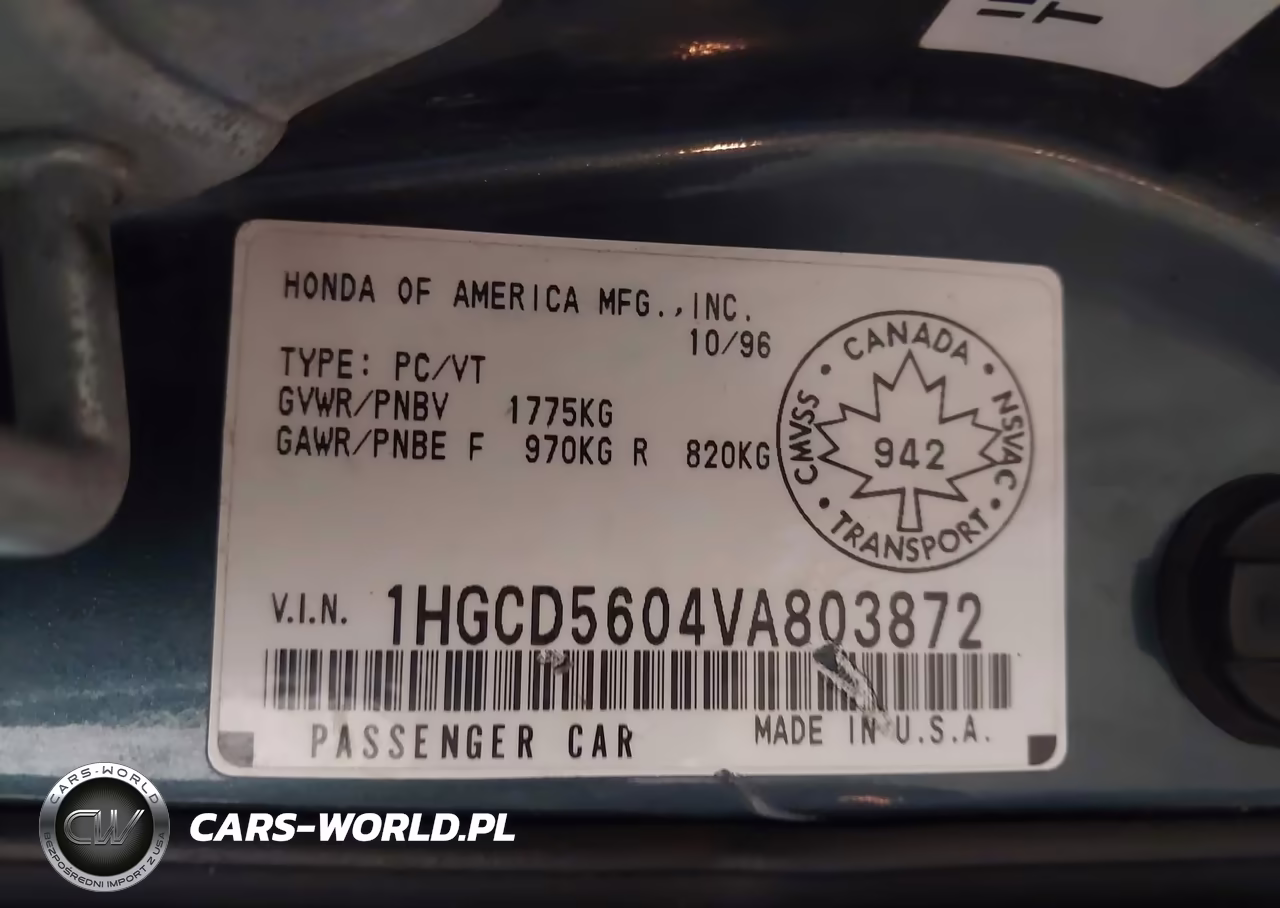 1997 Honda Accord Se VIN:1HGCD5604VA803872 - 9
