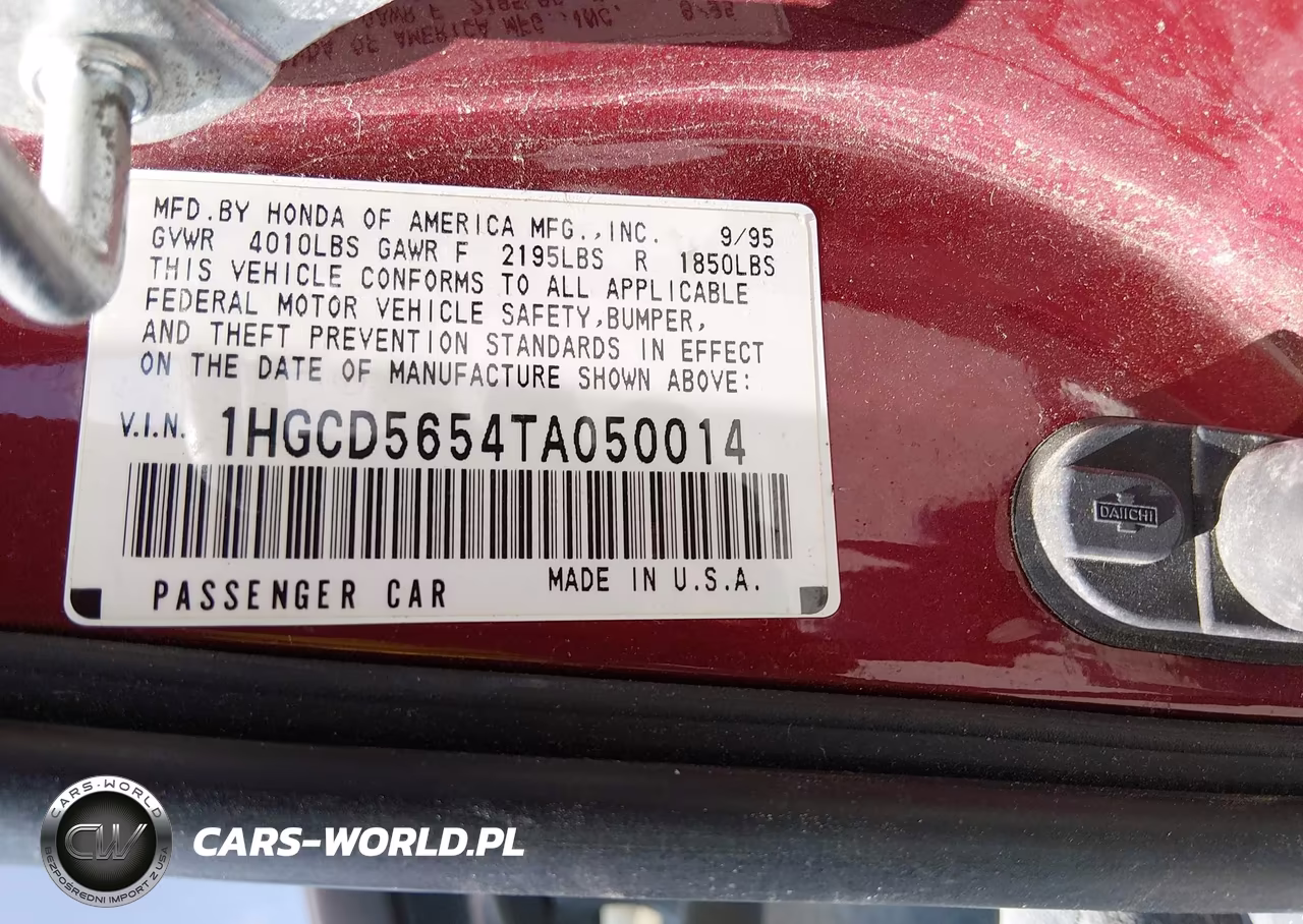 1996 Honda Accord Ex-Ex-R VIN:1HGCD5654TA050014 - 9