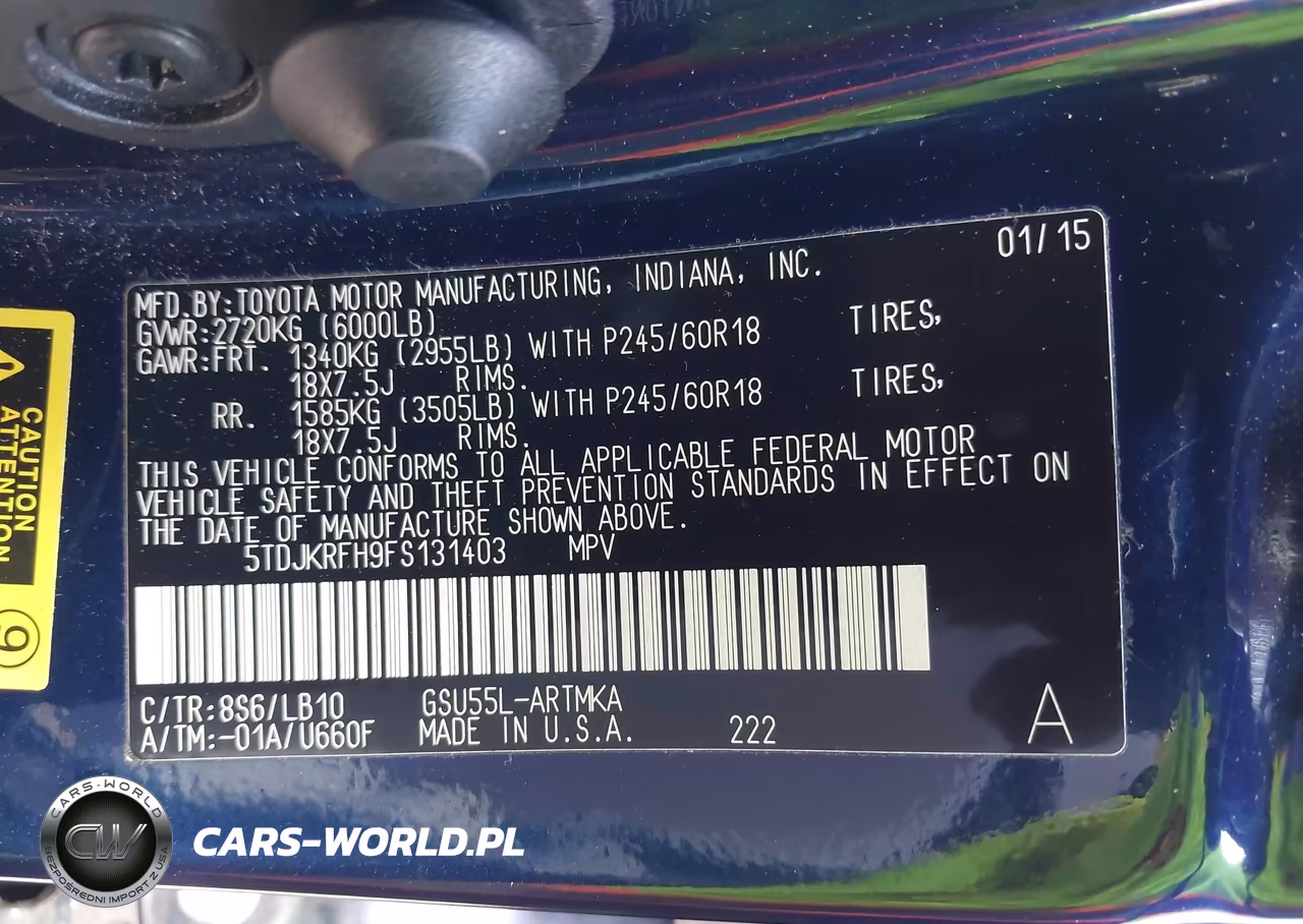 2015 Toyota Highlander Xle V6 VIN:5TDJKRFH9FS131403 - 9