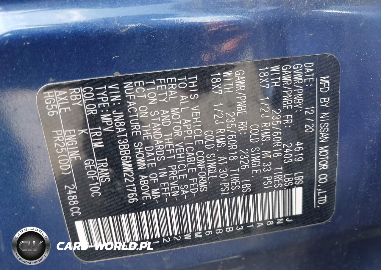 2021 Nissan Rogue Sv VIN:JN8AT3BB6MW221766 - 9