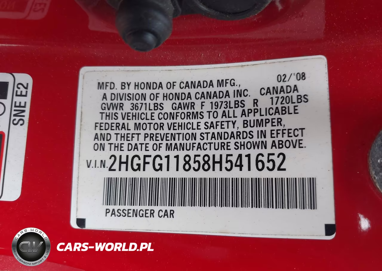 2008 Honda Civic Ex VIN:2HGFG11858H541652 - 9