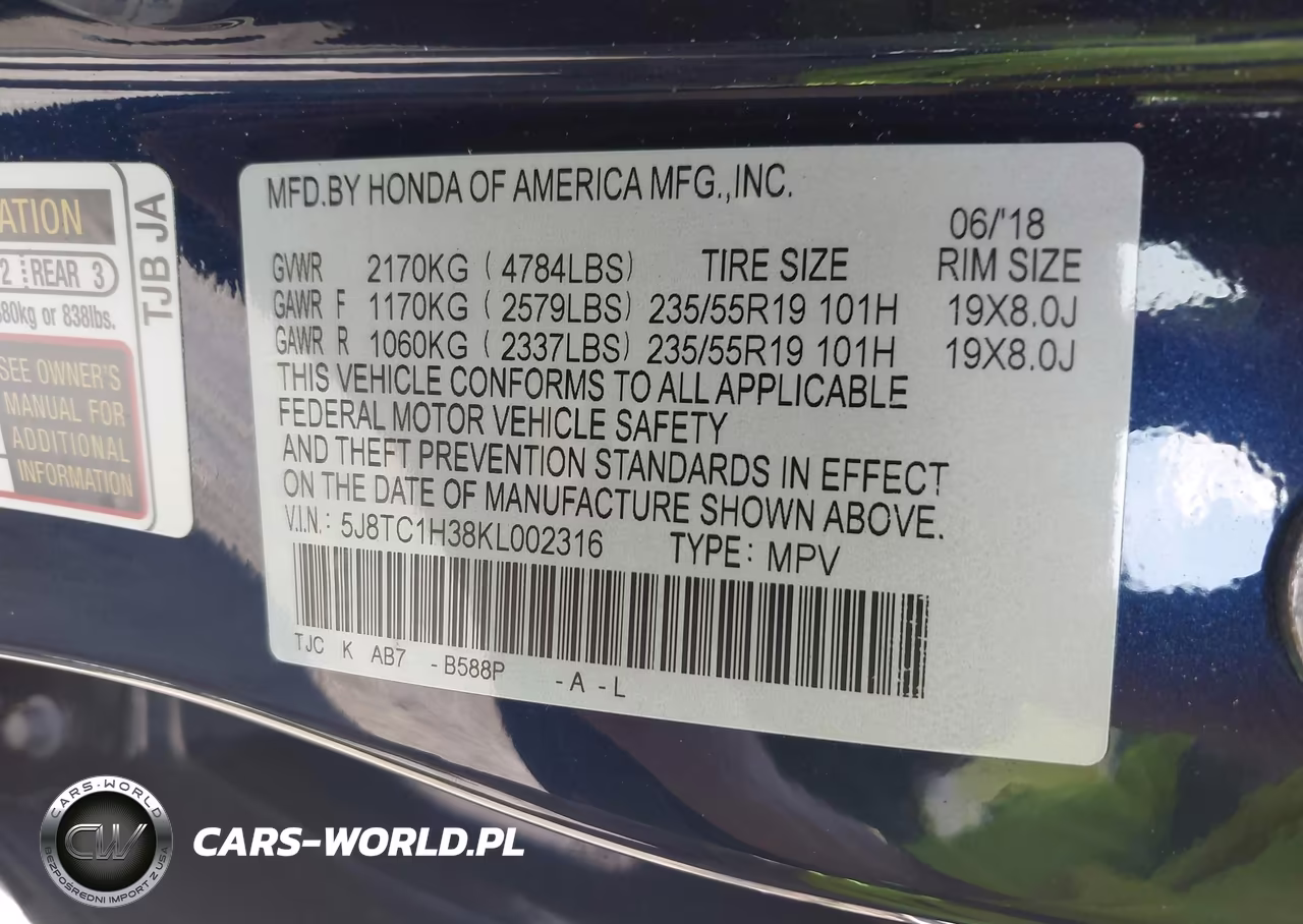 2019 Acura Rdx Standard VIN:5J8TC1H38KL002316 - 9