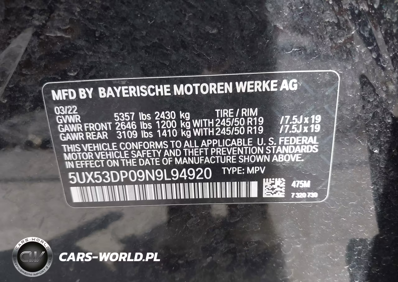 2022 BMW X3 xDrive30I VIN:5UX53DP09N9L94920 - 9