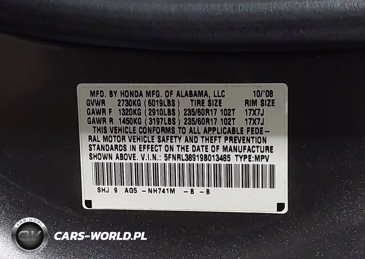 2009 Honda Odyssey Touring VIN:5FNRL38919B013485 - 9