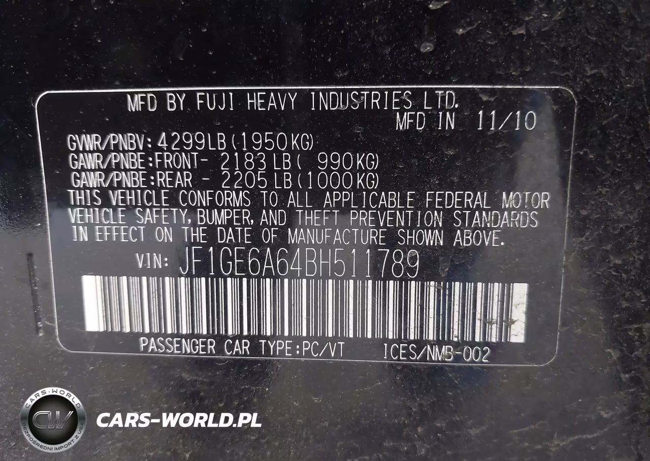 2011 Subaru Impreza 2.5I VIN:JF1GE6A64BH511789 - 9