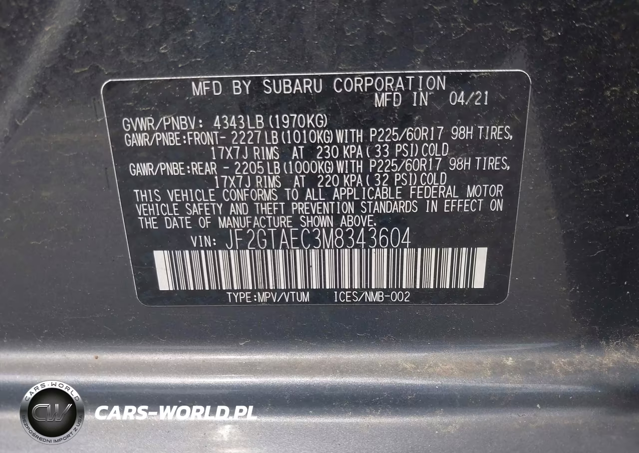 2021 Subaru Crosstrek Premium VIN:JF2GTAEC3M8343604 - 9
