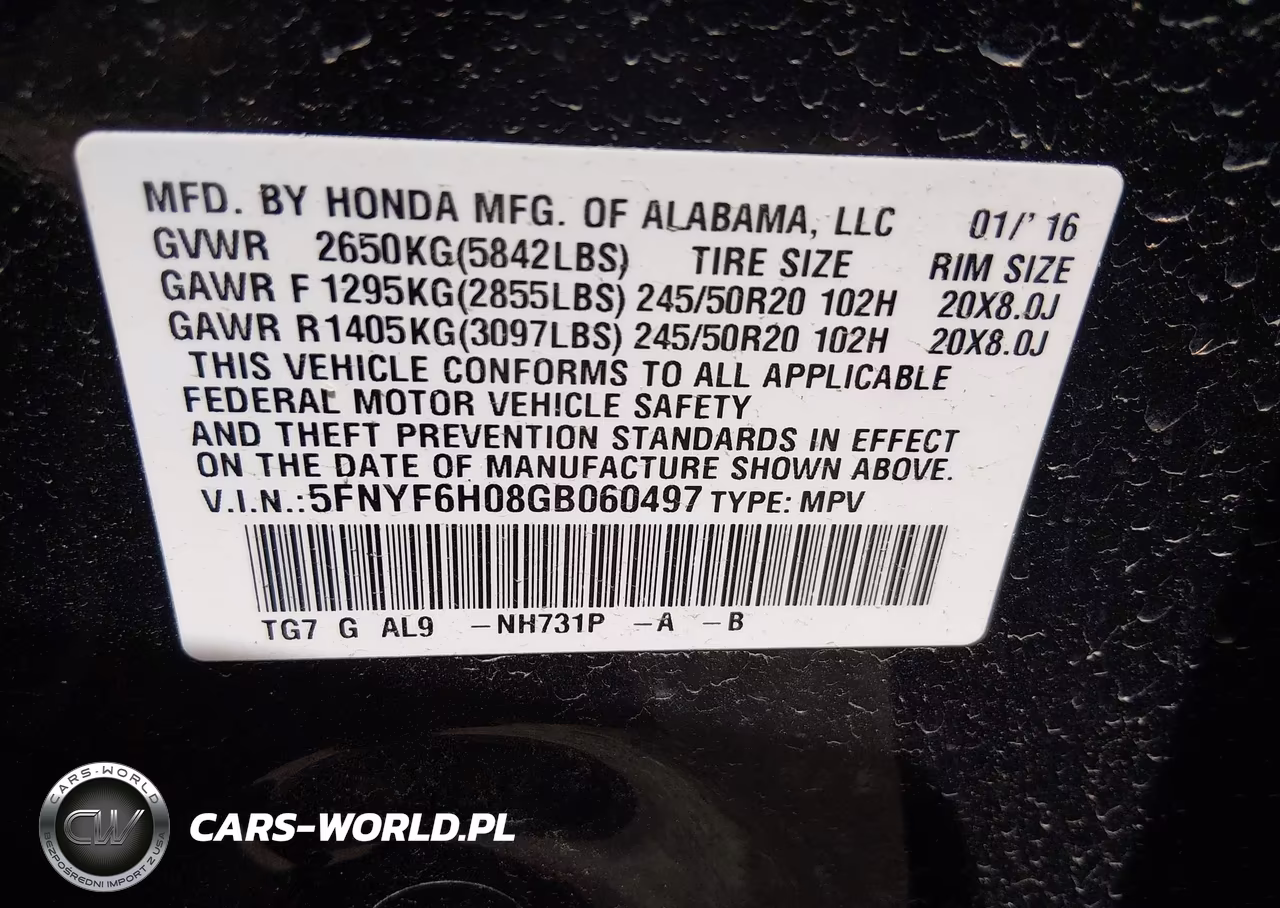 2016 Honda Pilot Elite VIN:5FNYF6H08GB060497 - 9