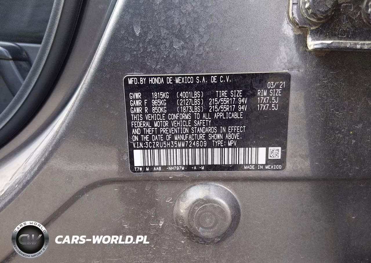 2021 Honda Hr-V 2Wd Lx VIN:3CZRU5H35MM724609 - 9