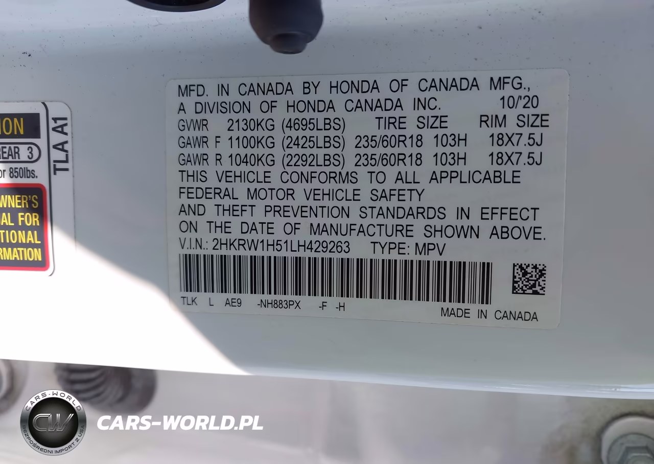 2020 Honda Cr-V 2Wd Ex VIN:2HKRW1H51LH429263 - 9