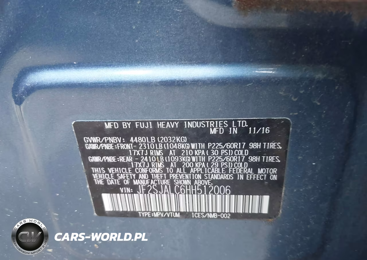 2017 Subaru Forester 2.5I Limited VIN:JF2SJALC6HH512006 - 9