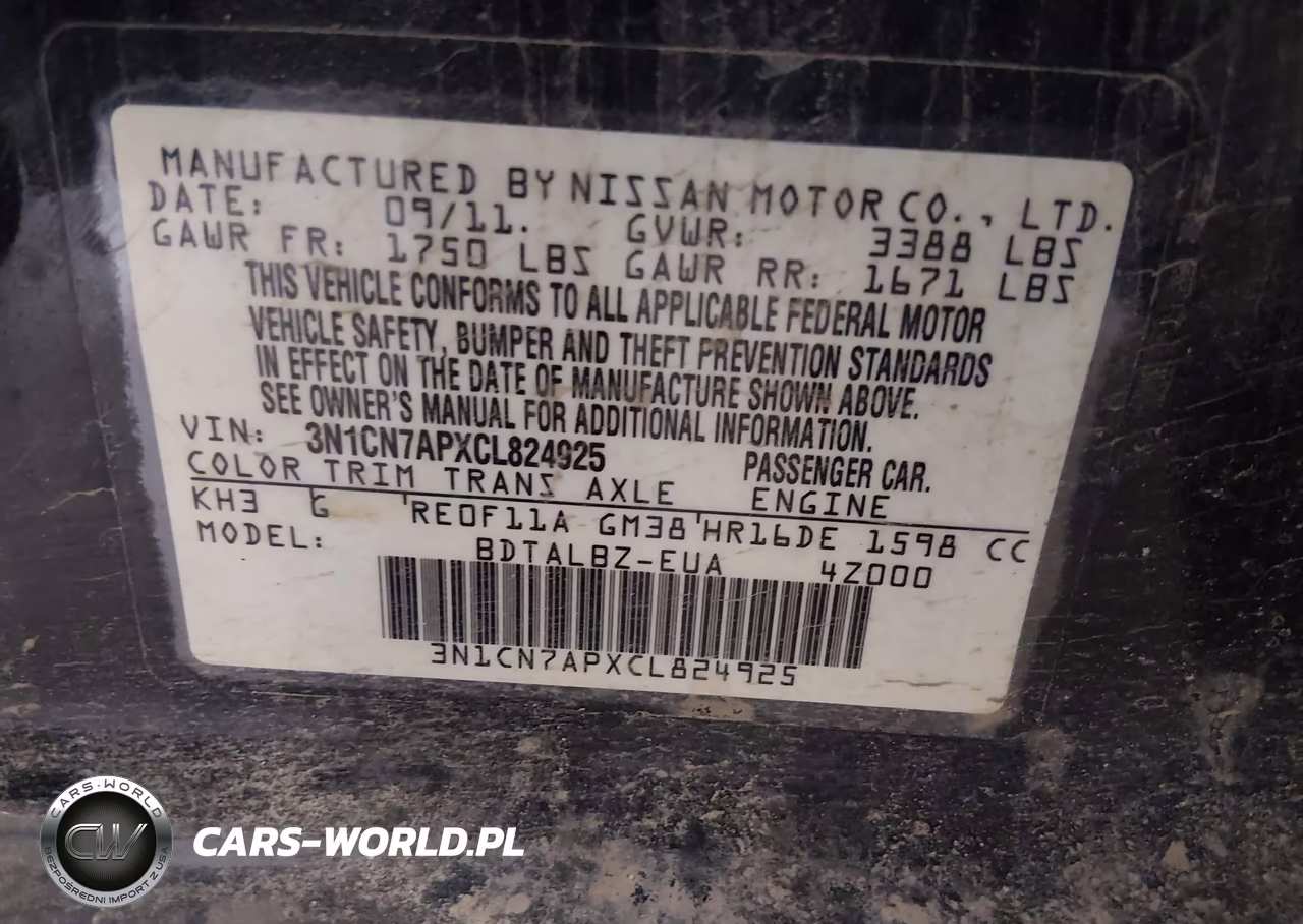 2012 Nissan Versa 1.6 Sv VIN:3N1CN7APXCL824925 - 9