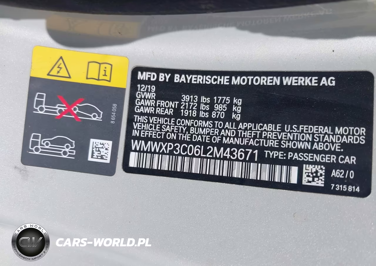 2020 Mini Hardtop 2 Door Cooper Se VIN:WMWXP3C06L2M43671 - 9