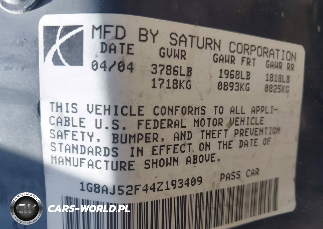 2004 Saturn Ion Ion 2 VIN:1G8AJ52F44Z193409 - 9