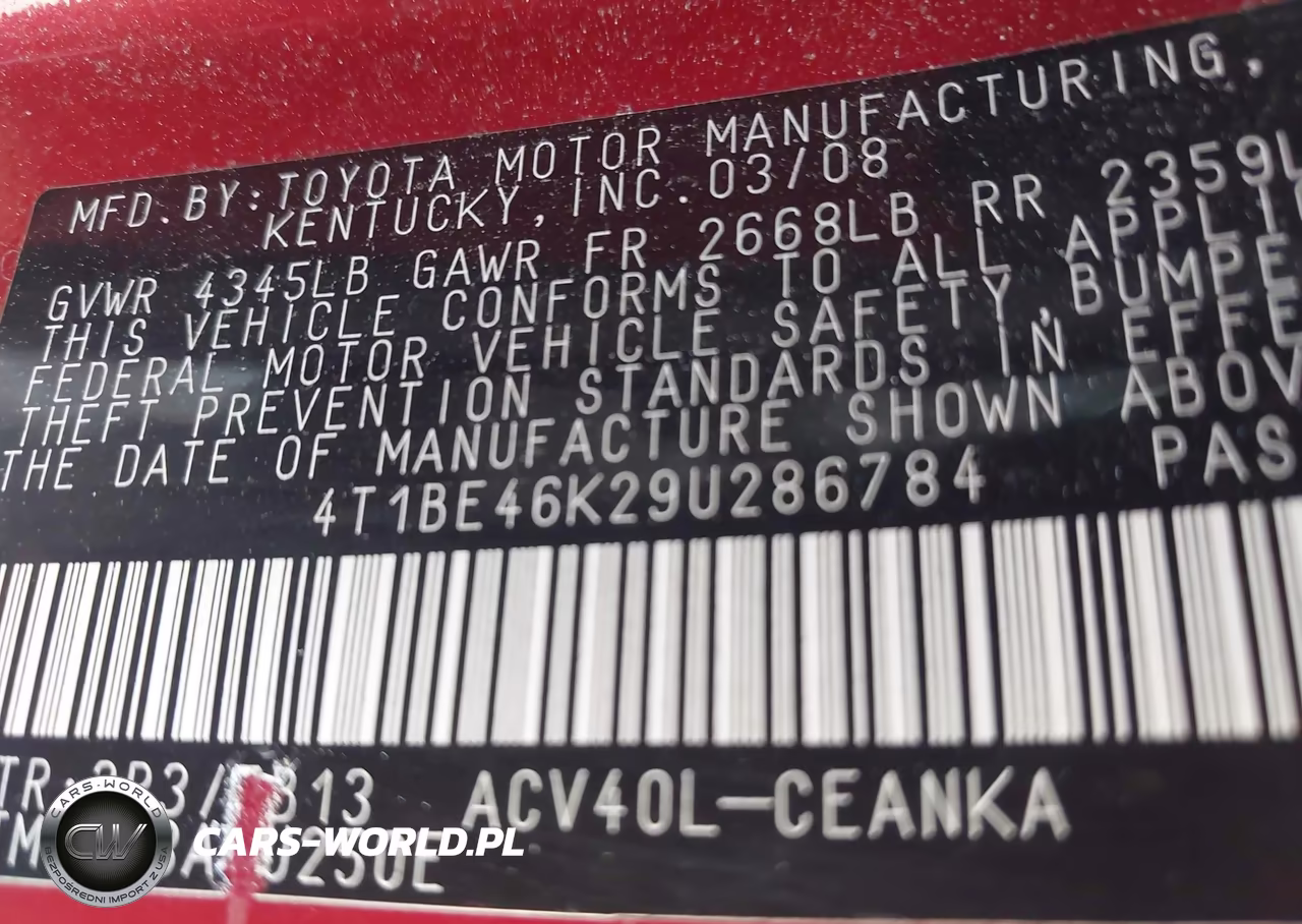 2009 Toyota Camry Le VIN:4T1BE46K29U286784 - 9