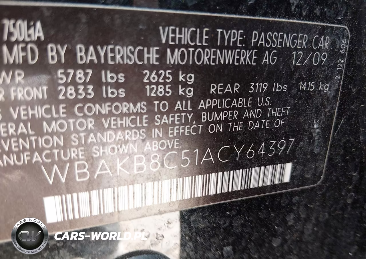 2010 BMW 750Li VIN:WBAKB8C51ACY64397 - 9