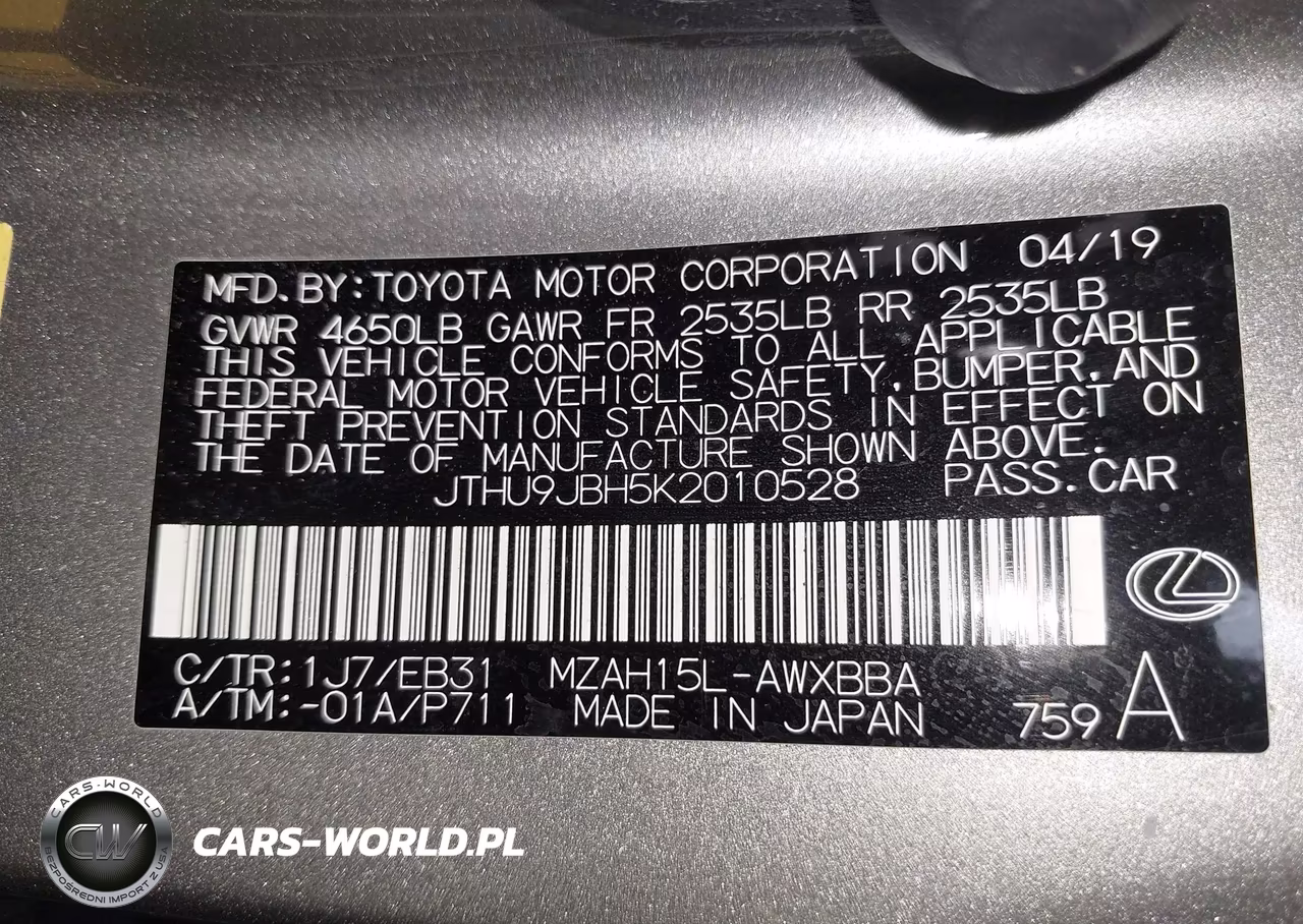 2019 Lexus Ux 250H F Sport VIN:JTHU9JBH5K2010528 - 9