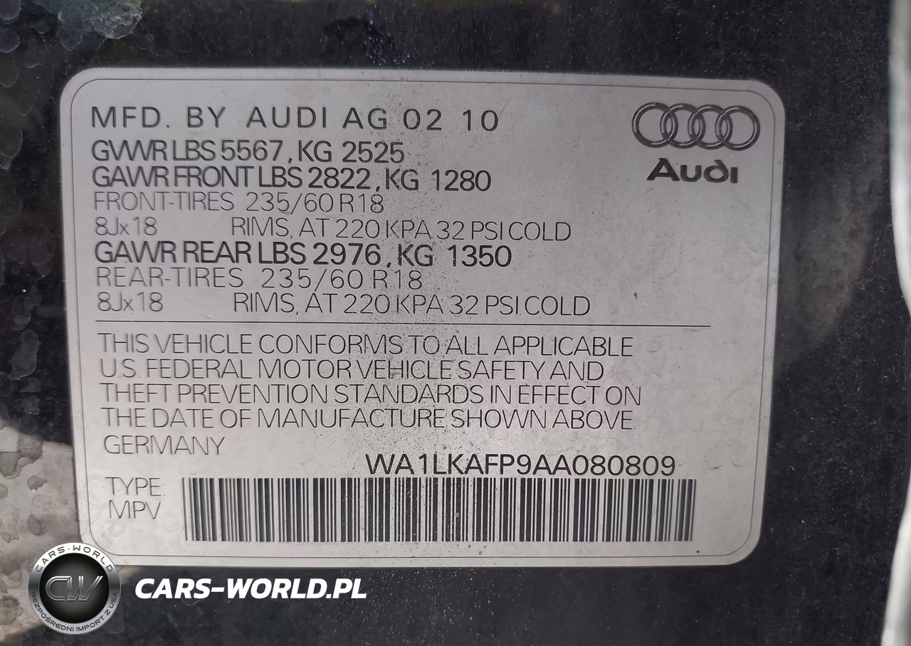 2010 Audi Q5 3.2 Premium VIN:WA1LKAFP9AA080809 - 9