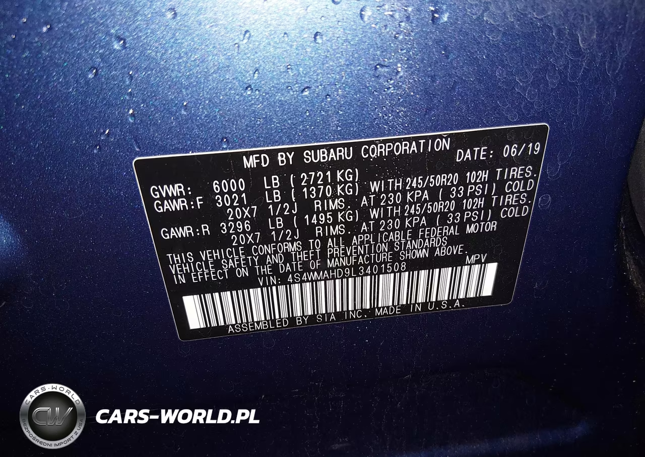 2020 Subaru Ascent Premium VIN:4S4WMAHD9L3401508 - 9