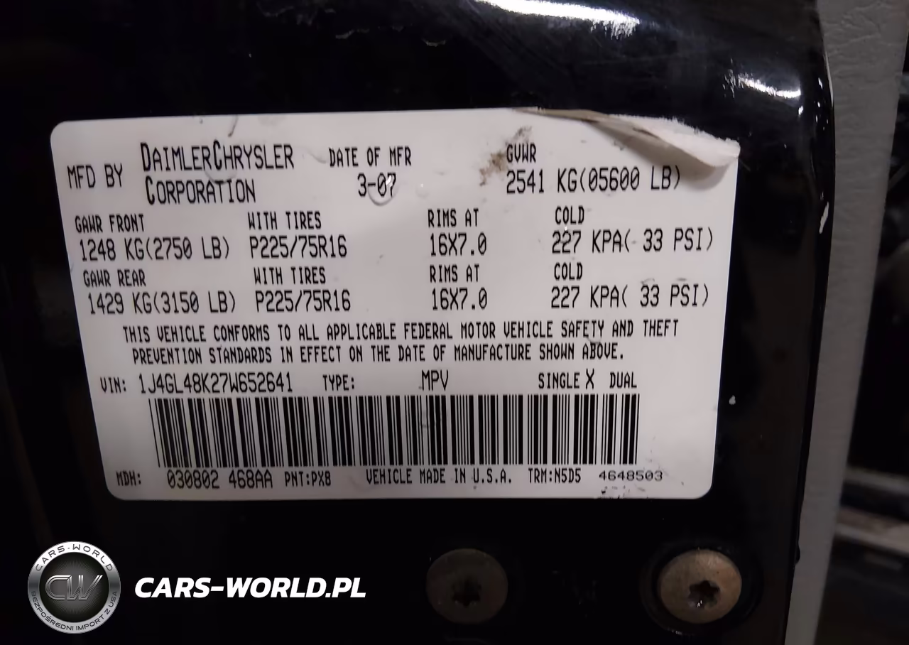 2007 Jeep Liberty Sport VIN:1J4GL48K27W652641 - 9