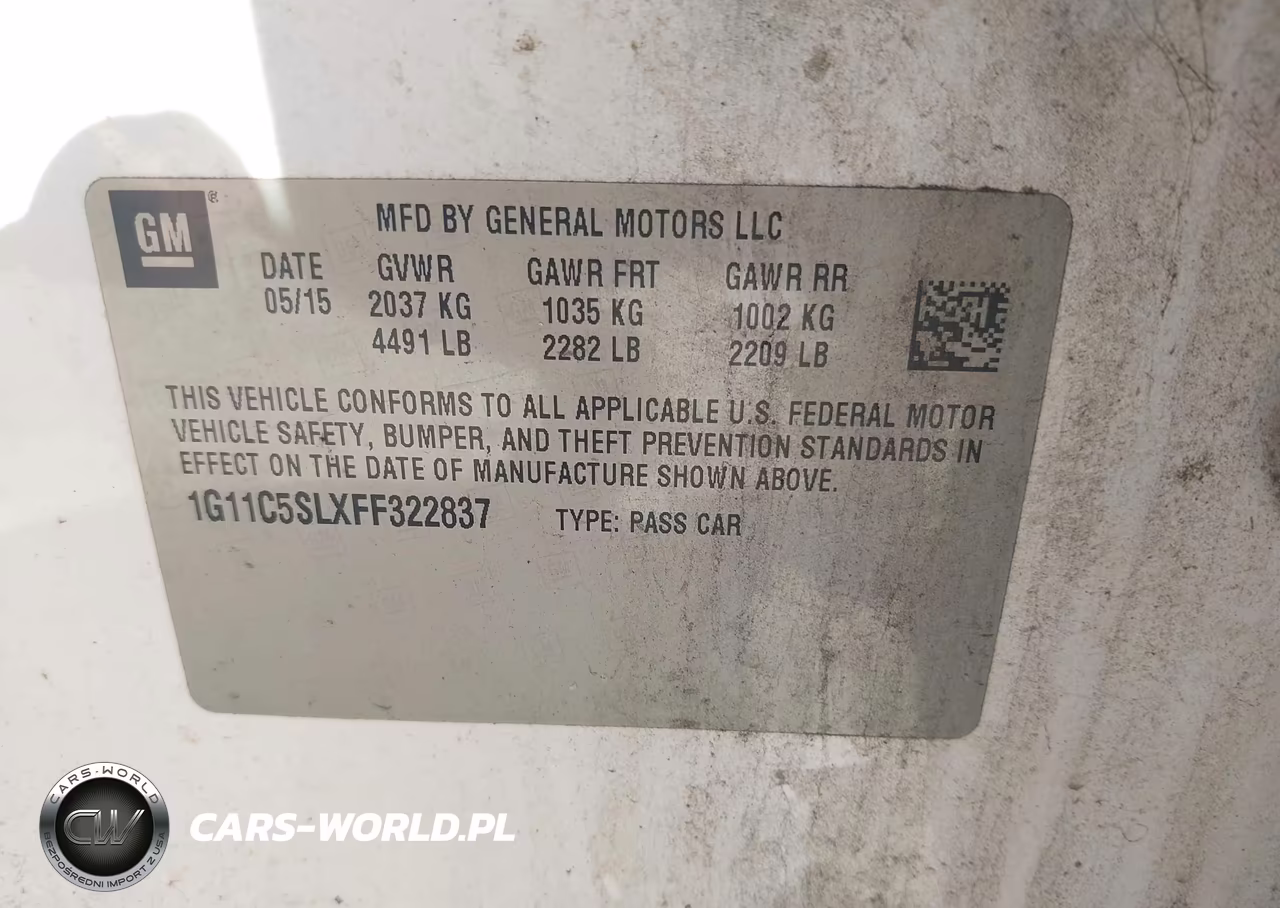 2015 Chevrolet Malibu 1Lt VIN:1G11C5SLXFF322837 - 9
