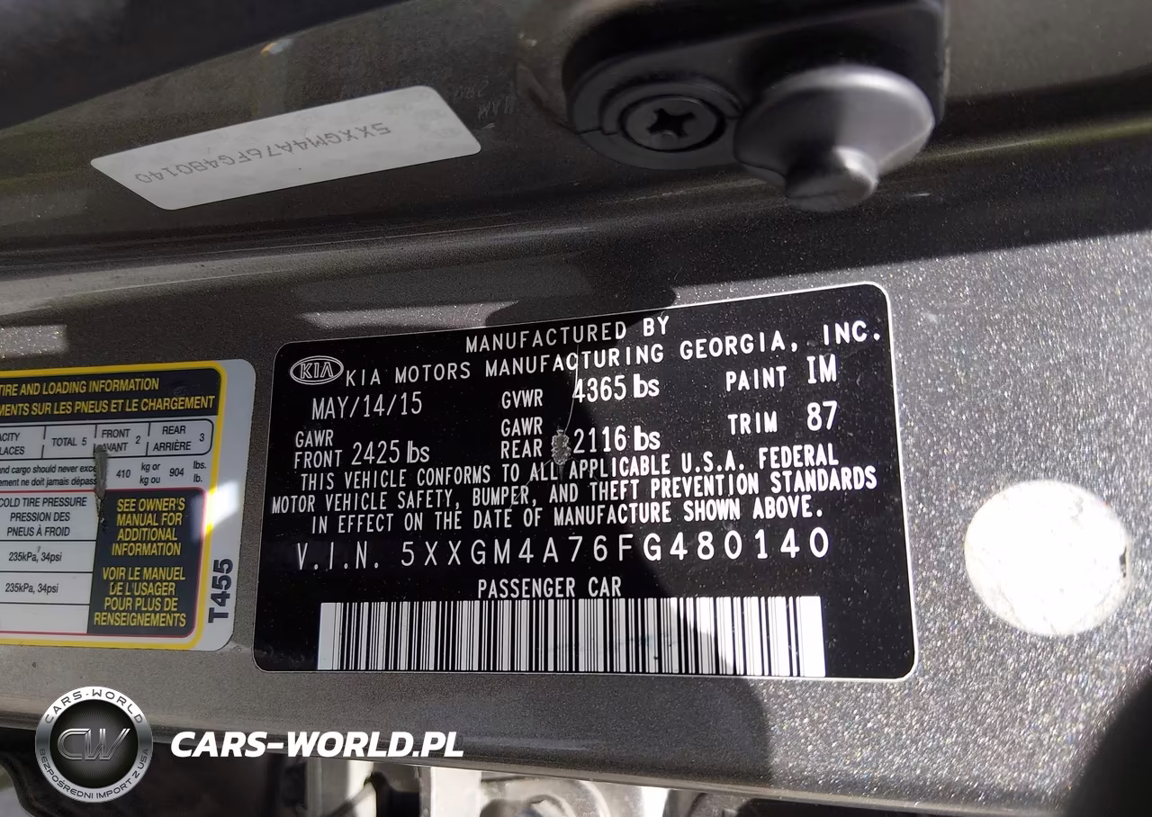 2015 Kia Optima Lx VIN:5XXGM4A76FG480140 - 9
