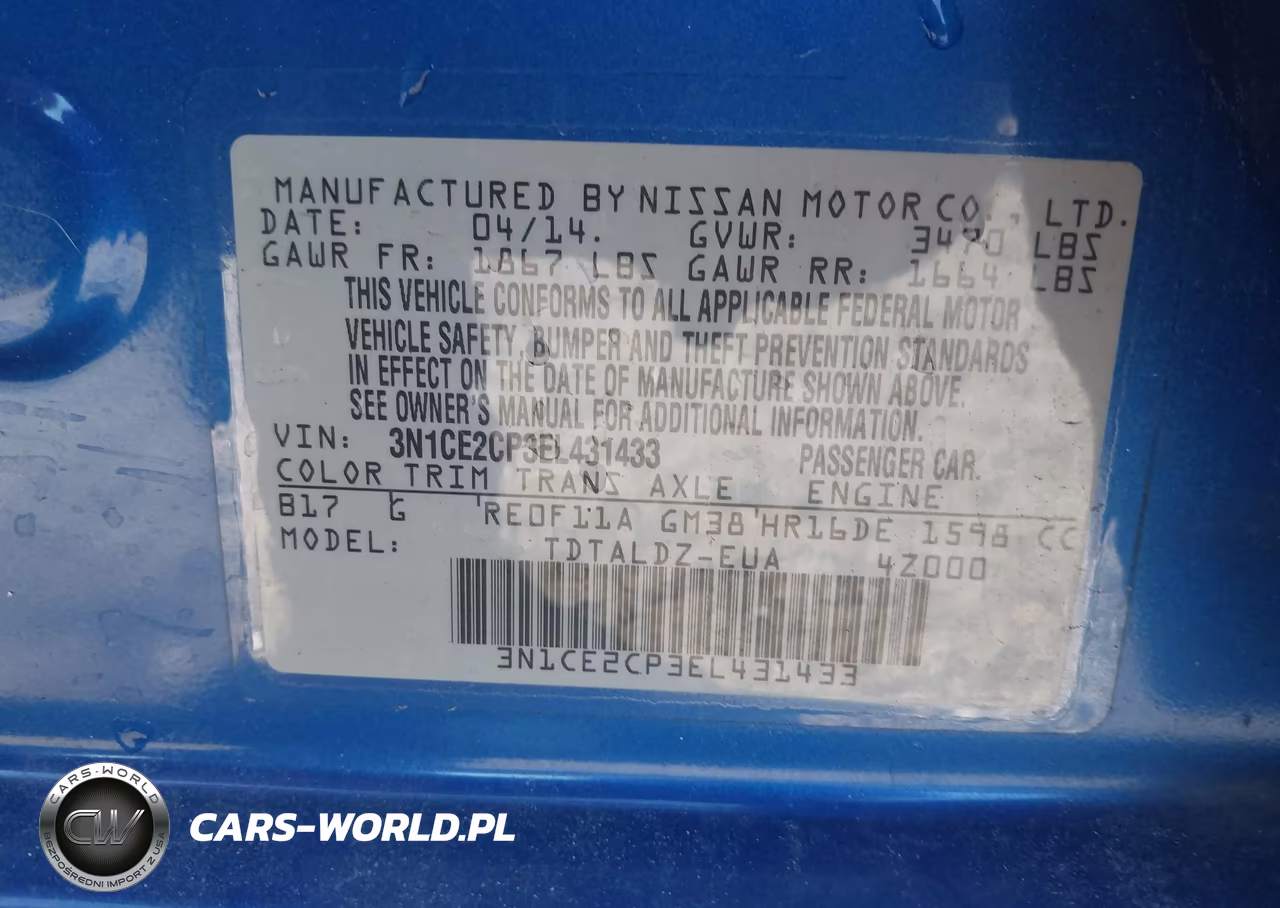2014 Nissan Versa Note Sv VIN:3N1CE2CP3EL431433 - 9