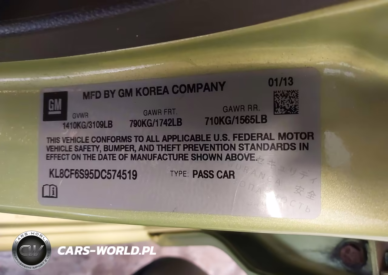 2013 Chevrolet Spark 2Lt Auto VIN:KL8CF6S95DC574519 - 9