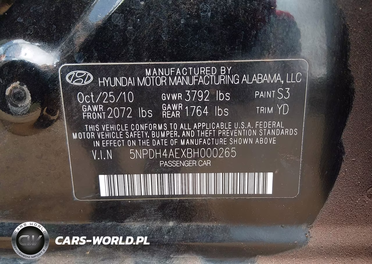 2011 Hyundai Elantra Gls VIN:5NPDH4AEXBH000265 - 9