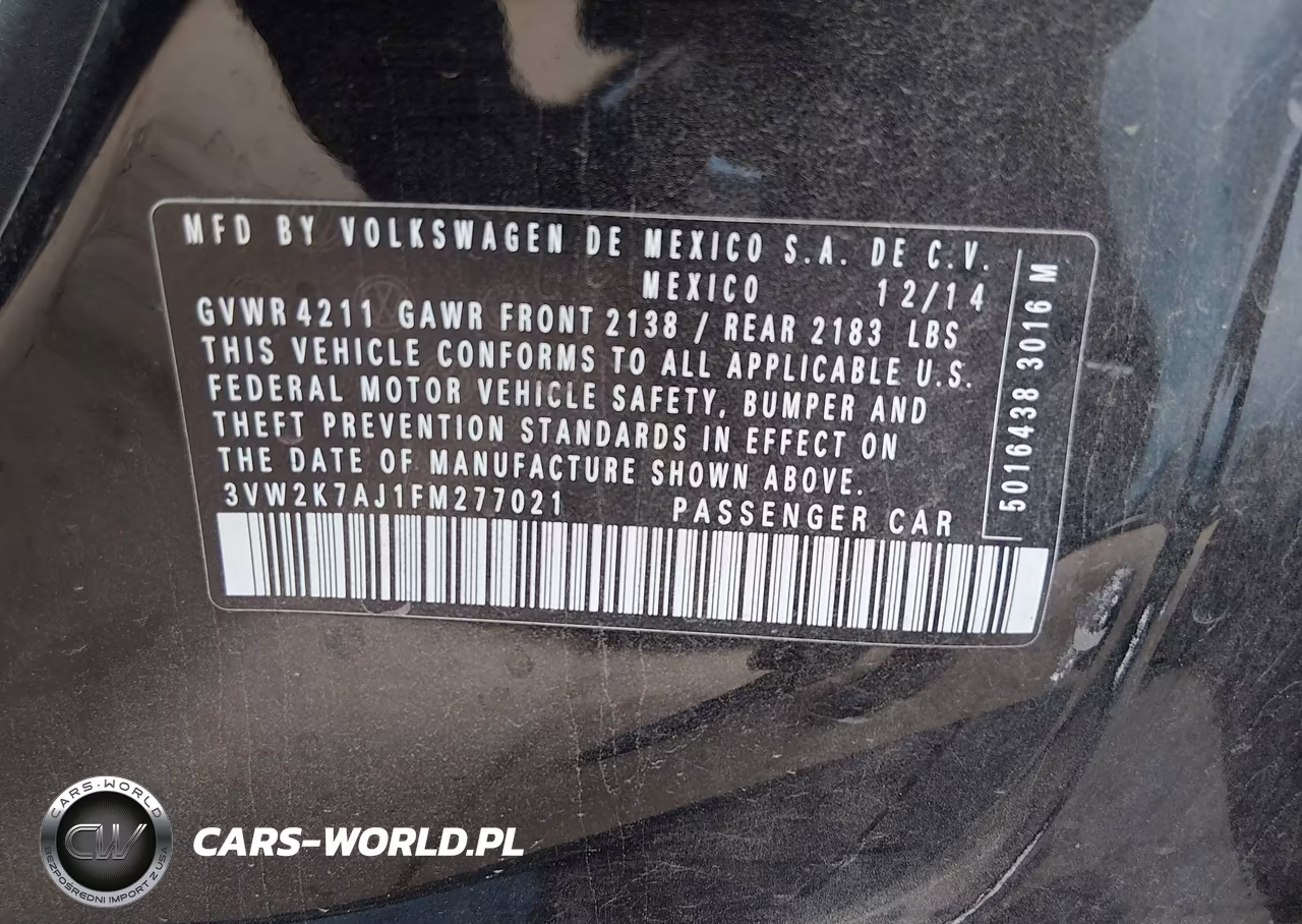 2015 Volkswagen Jetta 2.0L S VIN:3VW2K7AJ1FM277021 - 9