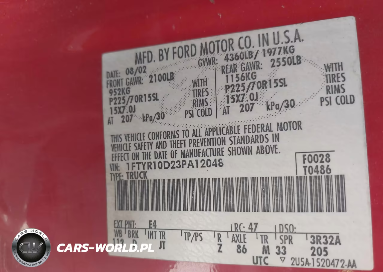 2003 Ford Ranger Xl-Xlt VIN:1FTYR10D23PA12048 - 9