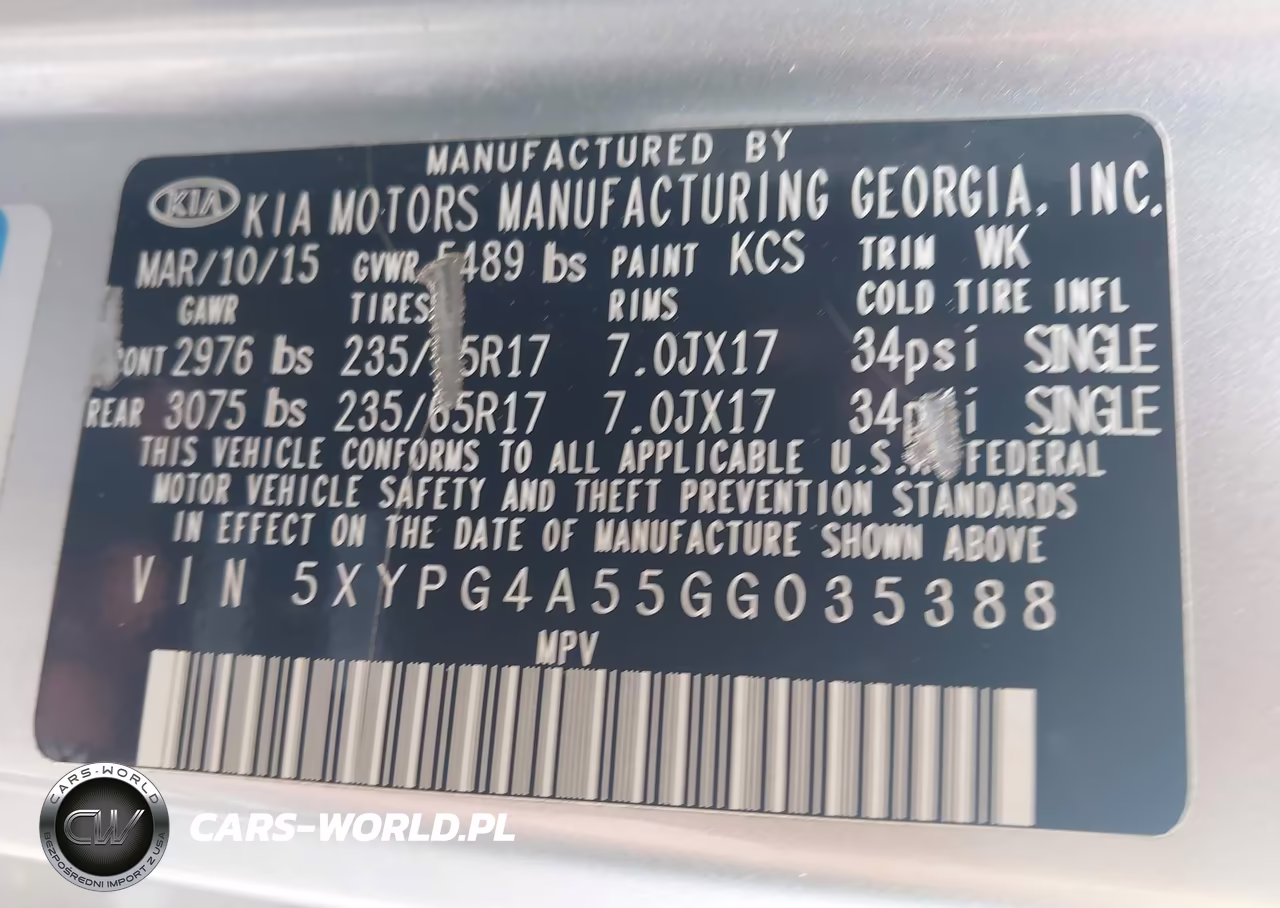 2016 Kia Sorento 3.3L Lx VIN:5XYPG4A55GG035388 - 9