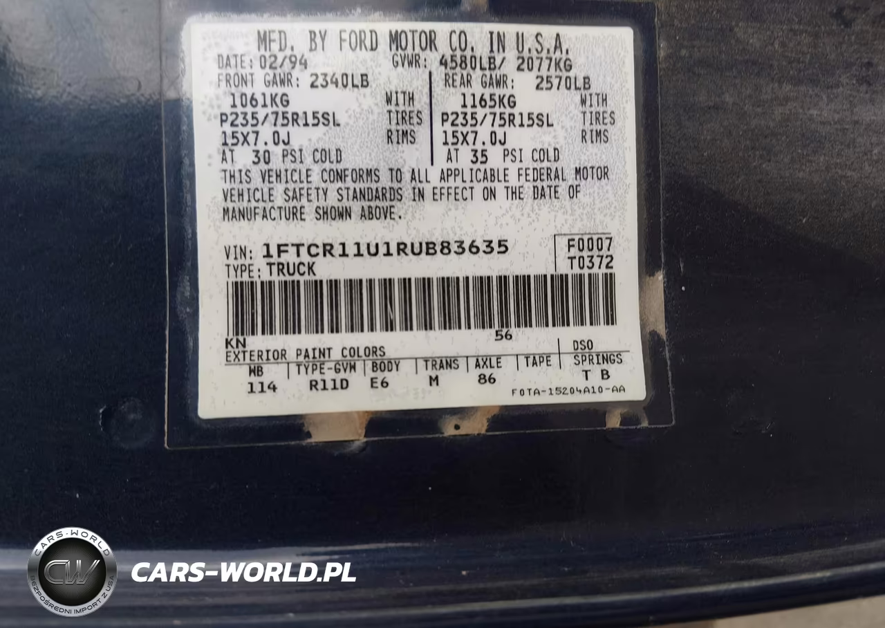 1994 Ford Ranger VIN:1FTCR11U1RUB83635 - 9