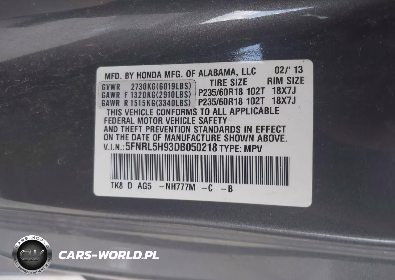 2013 Honda Odyssey Touring-Touring Elite VIN:5FNRL5H93DB050218 - 9