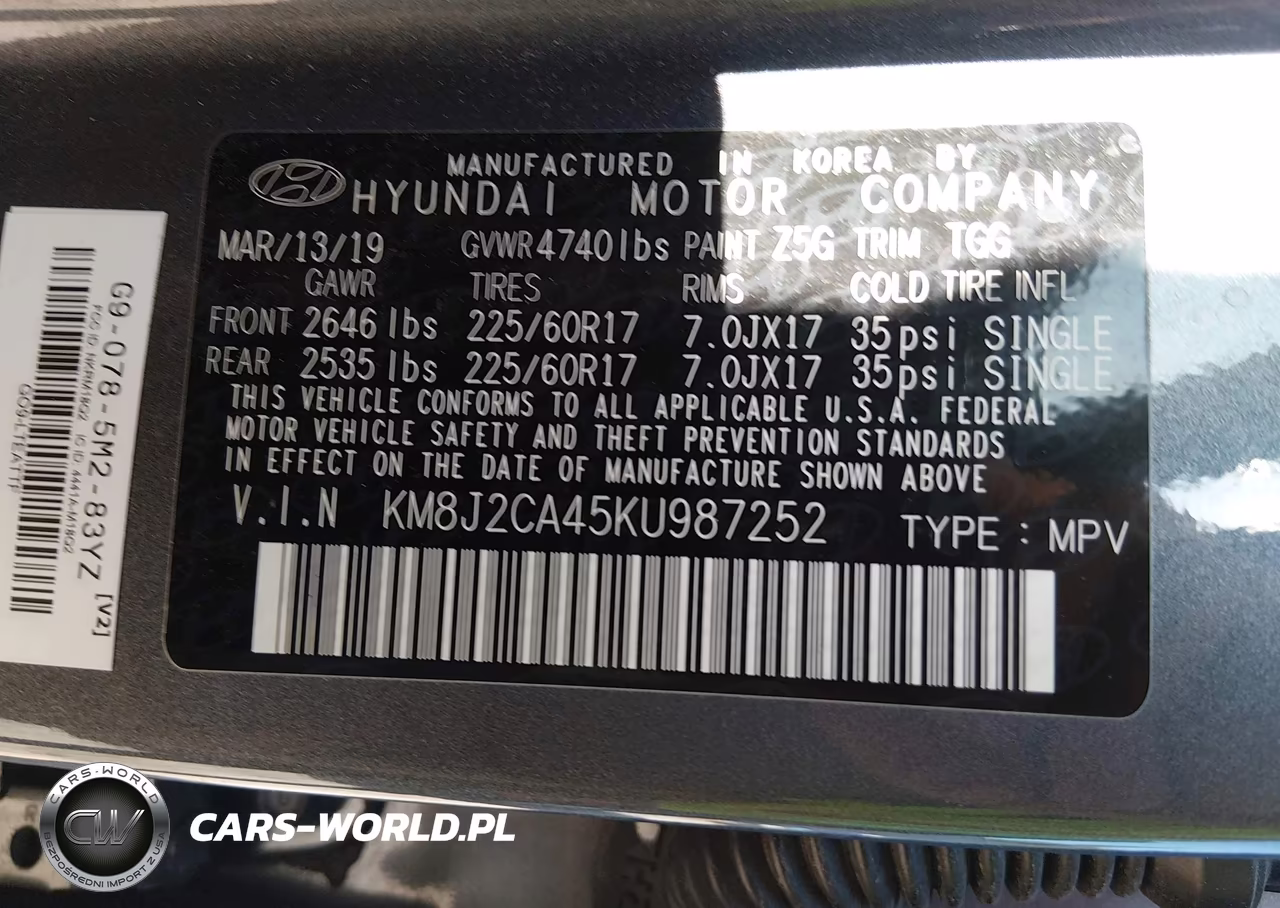 2019 Hyundai Tucson Se VIN:KM8J2CA45KU987252 - 9