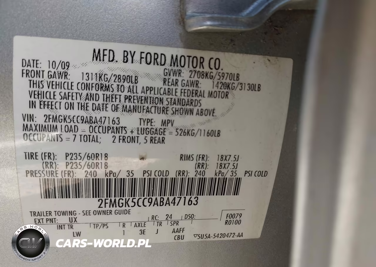 2010 Ford Flex Sel VIN:2FMGK5CC9ABA47163 - 9