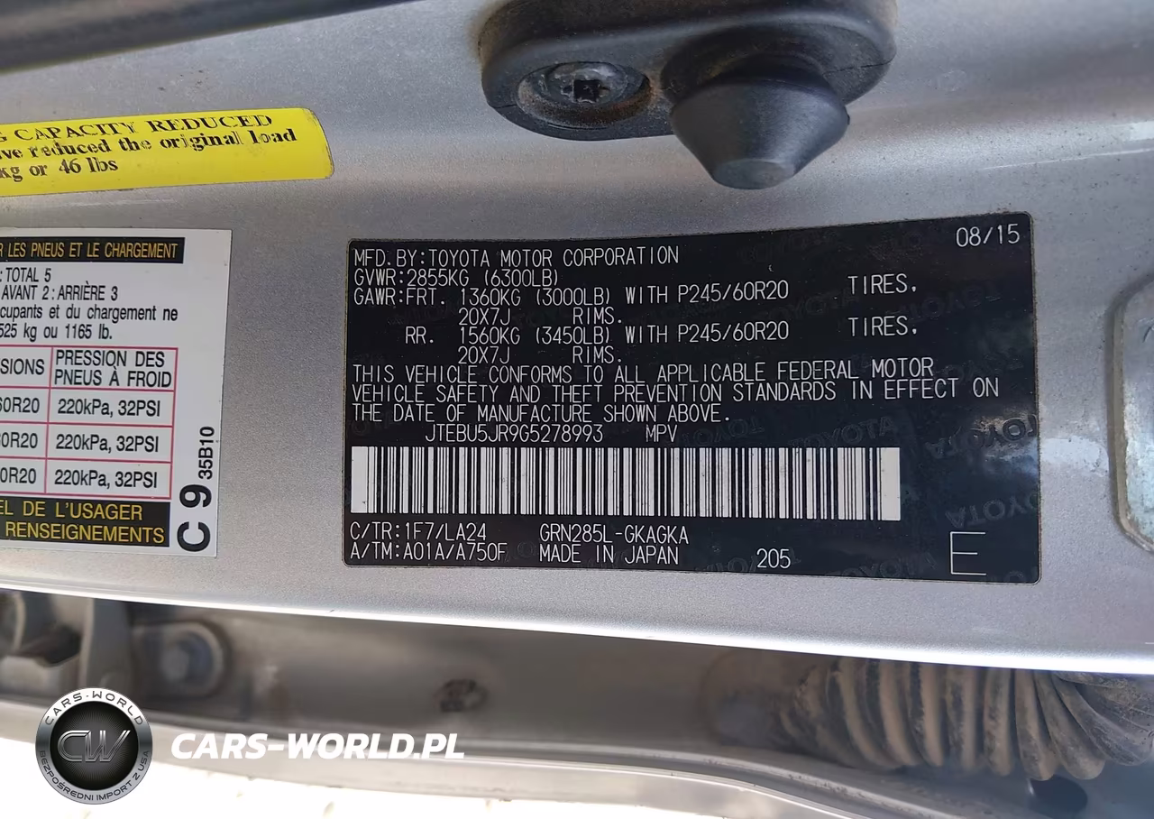2016 Toyota 4Runner Limited VIN:JTEBU5JR9G5278993 - 9
