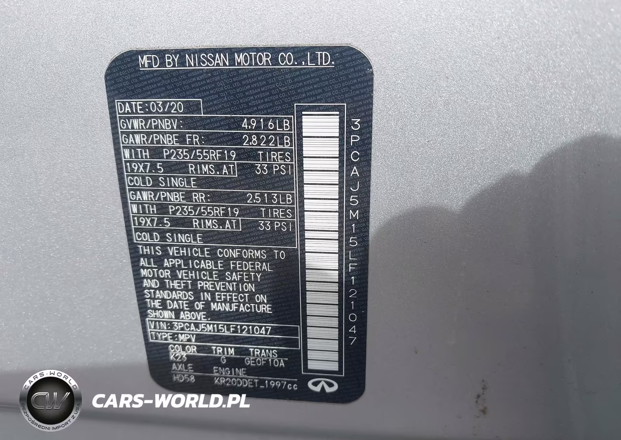 2020 Infiniti Qx50 Luxe VIN:3PCAJ5M15LF121047 - 9