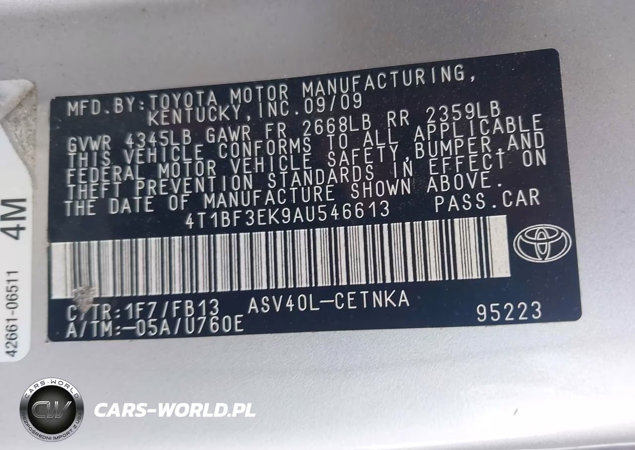 2010 Toyota Camry Le VIN:4T1BF3EK9AU546613 - 9