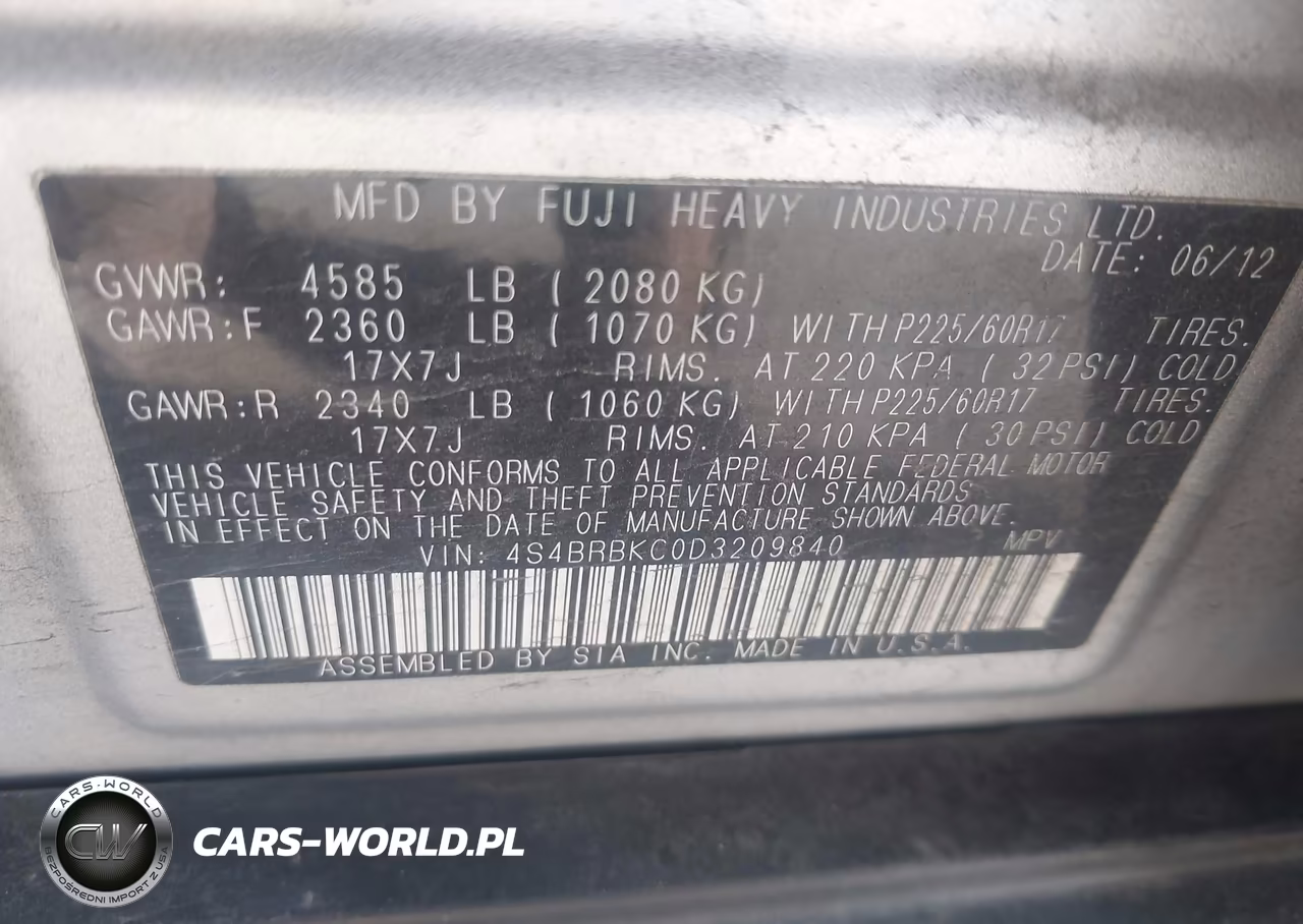 2013 Subaru Outback 2.5I Limited VIN:4S4BRBKC0D3209840 - 9