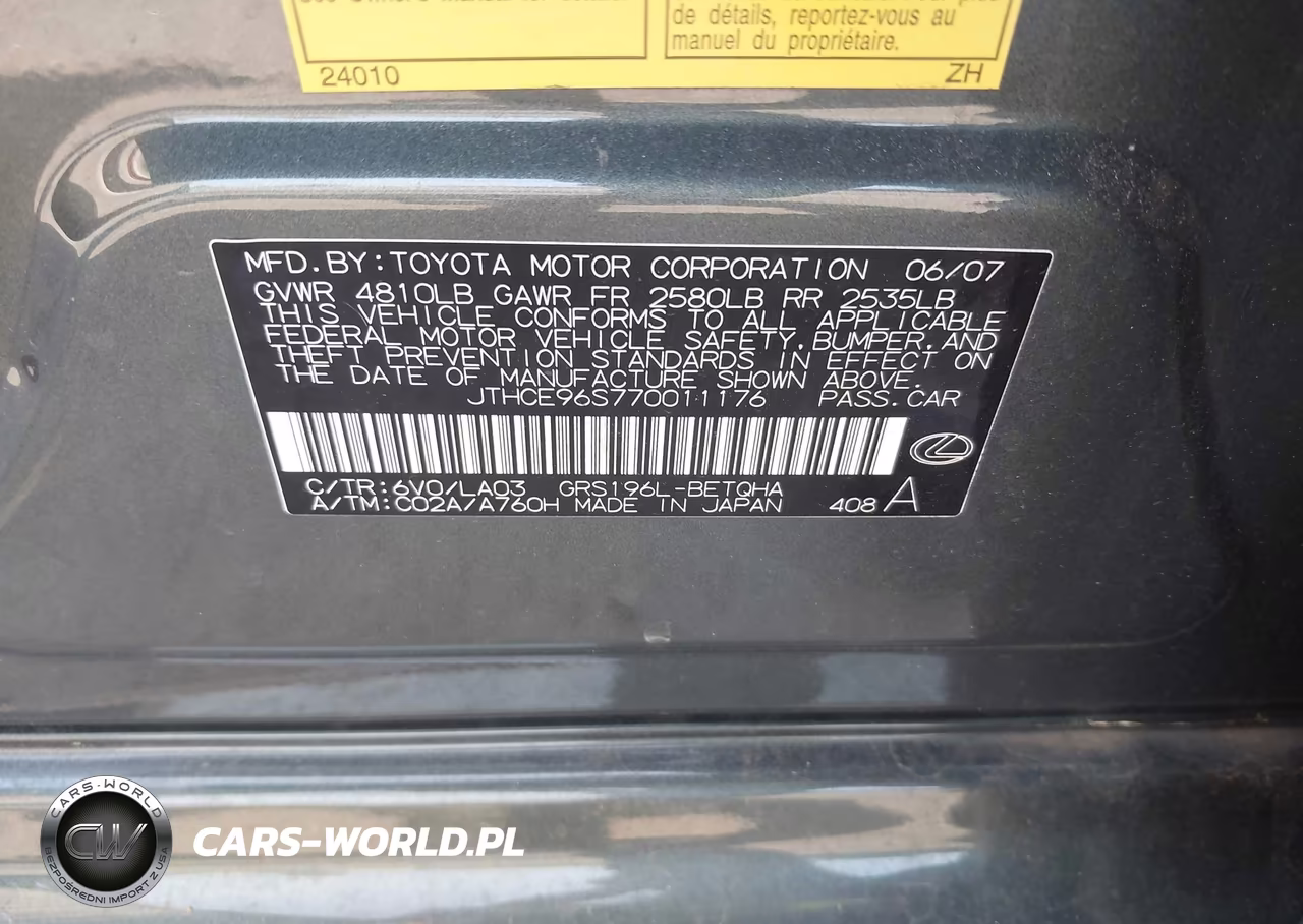 2007 Lexus Gs 350 VIN:JTHCE96S770011176 - 9