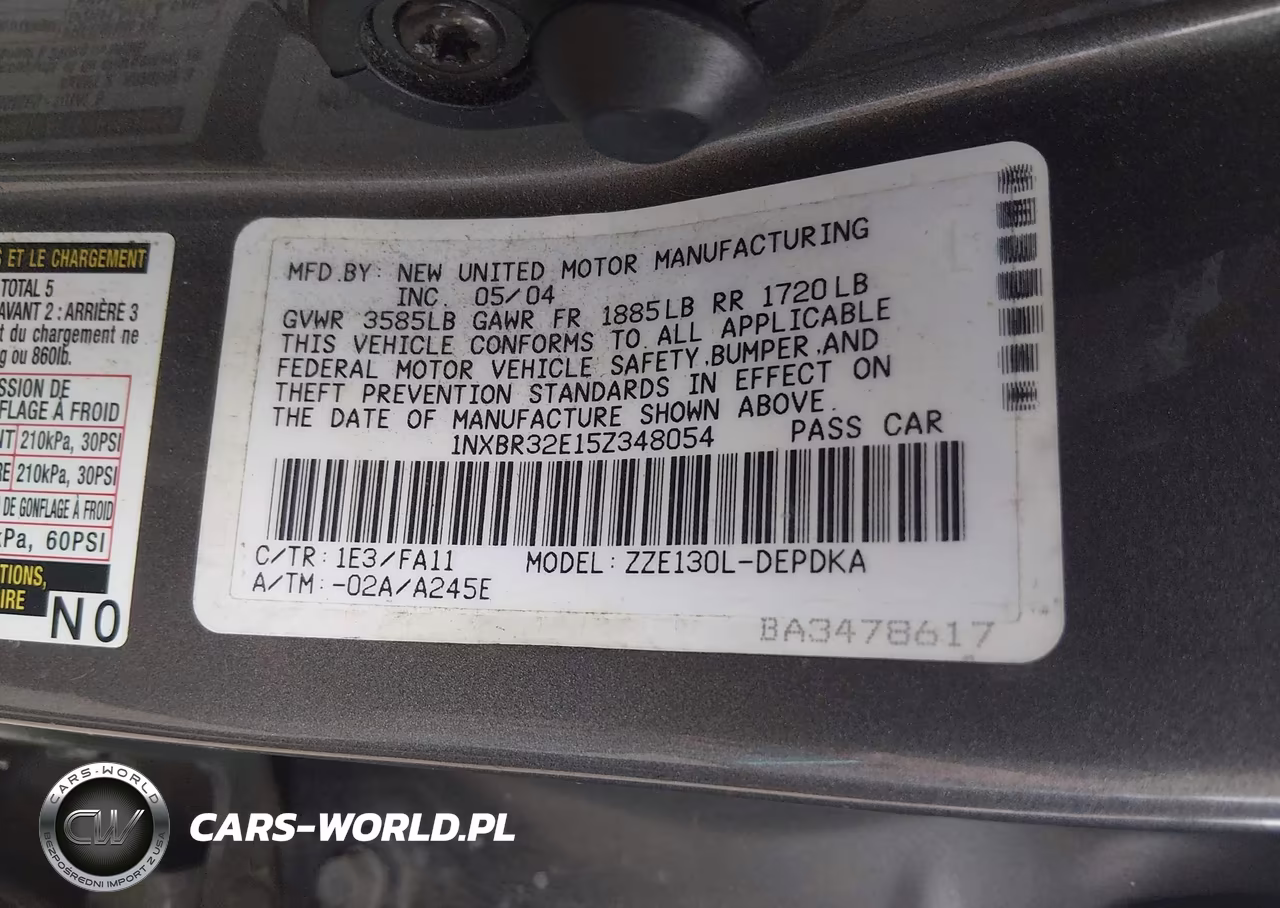 2005 Toyota Corolla Ce VIN:1NXBR32E15Z348054 - 9