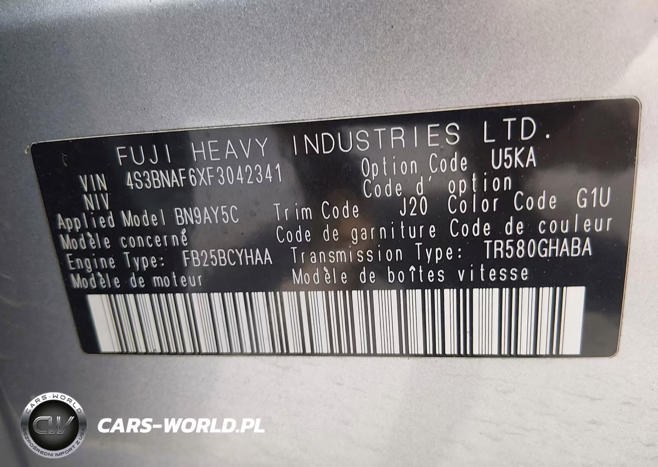 2015 Subaru Legacy 2.5I Premium VIN:4S3BNAF6XF3042341 - 9