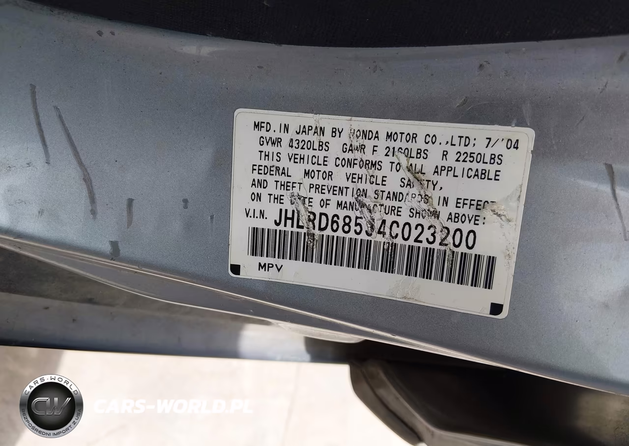 2004 Honda Cr-V Lx VIN:JHLRD68534C023200 - 9