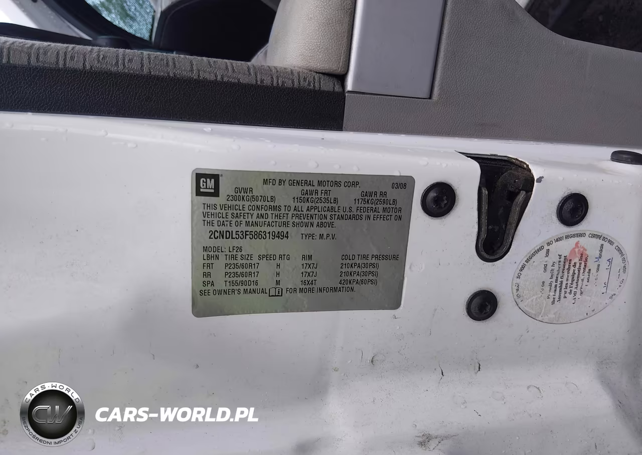 2008 Chevrolet Equinox Lt VIN:2CNDL53F586319494 - 9